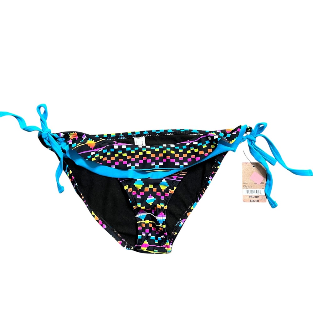Arizona Jean Company Swimsuit Bottoms Medium Black Colorful Geometric‎